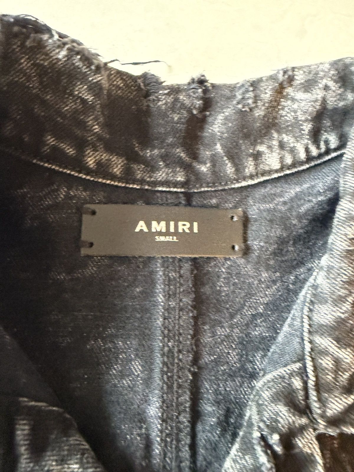 Amiri AMIRI DISTRESS BLACK DENIM JACKET EITH PINK STRIPE Size US S / EU 44-46 / 1 - 5 Thumbnail