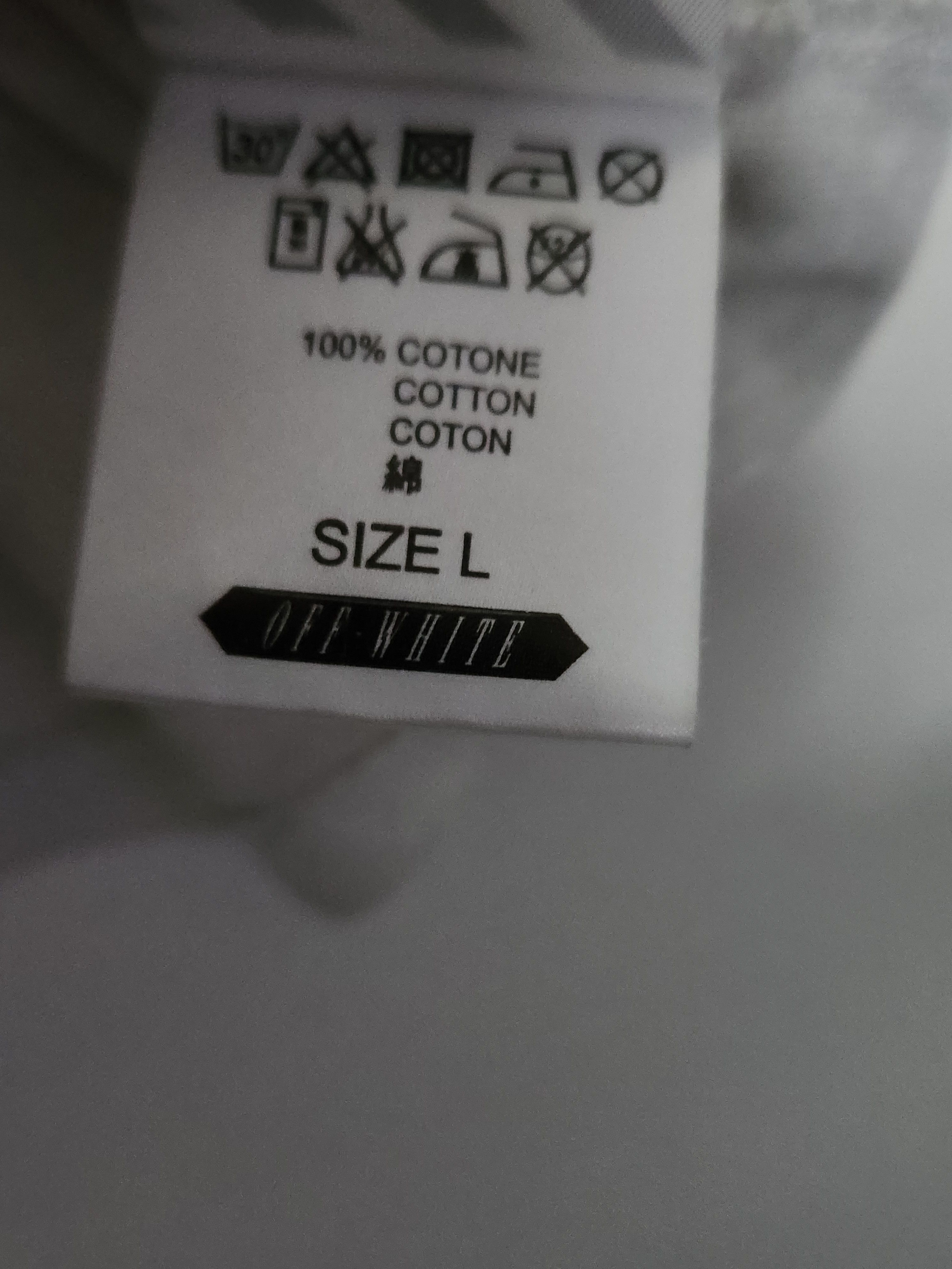 Off-White Off-White Blue Collar Diagonal Stripe White T-Shirt Size L Size US L / EU 52-54 / 3 - 5 Thumbnail