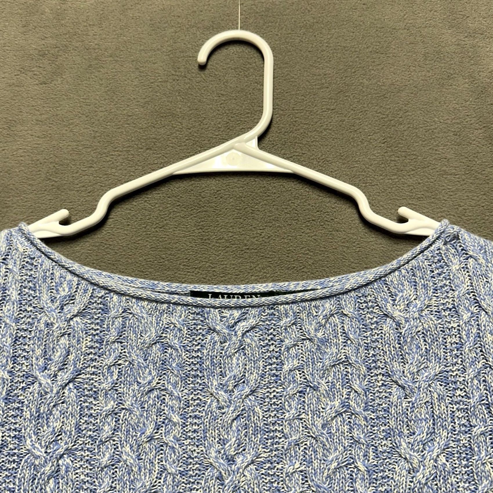 Ralph Lauren VINTAGE Ralph Lauren Sweater Womens Large Blue Cable Knit Roll Neck Cotton LRL Size L / US 10 / IT 46 - 3 Thumbnail
