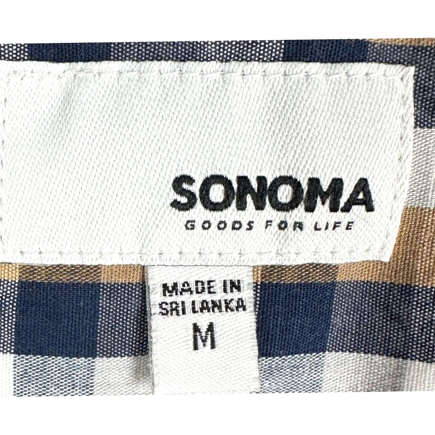 Vintage Sonoma Mens Shirt Button-Down Long Sleeve Check Navy Brown White 66% Cotton 31% Polyester 3% Spandex Pocket Casual Business Workwear Preppy Size US M / EU 48-50 / 2 - 4 Thumbnail