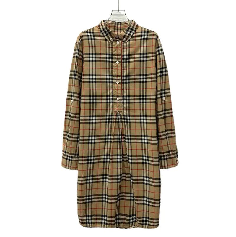Burberry Burberry Brown Cotton Long Sleeve Dress Size XL / US 12-14 / IT 48-50 - 1 Thumbnail