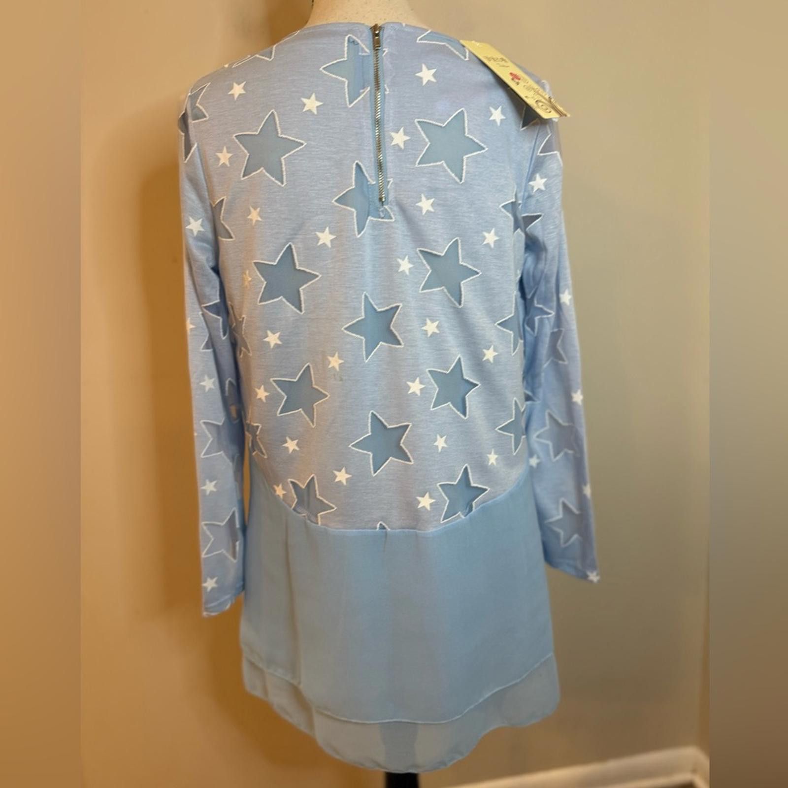 Other Yimeiyi sky blue tunic top embroidered stars Plus SZ XXL Size XXL / US 16-18 / IT 52-54 - 4 Thumbnail