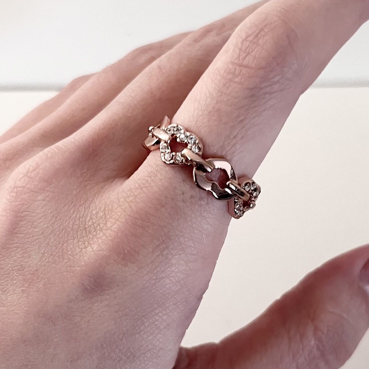 Other 18k Rose gold heart chain ring gold plated size 7 Size ONE SIZE - 8 Thumbnail