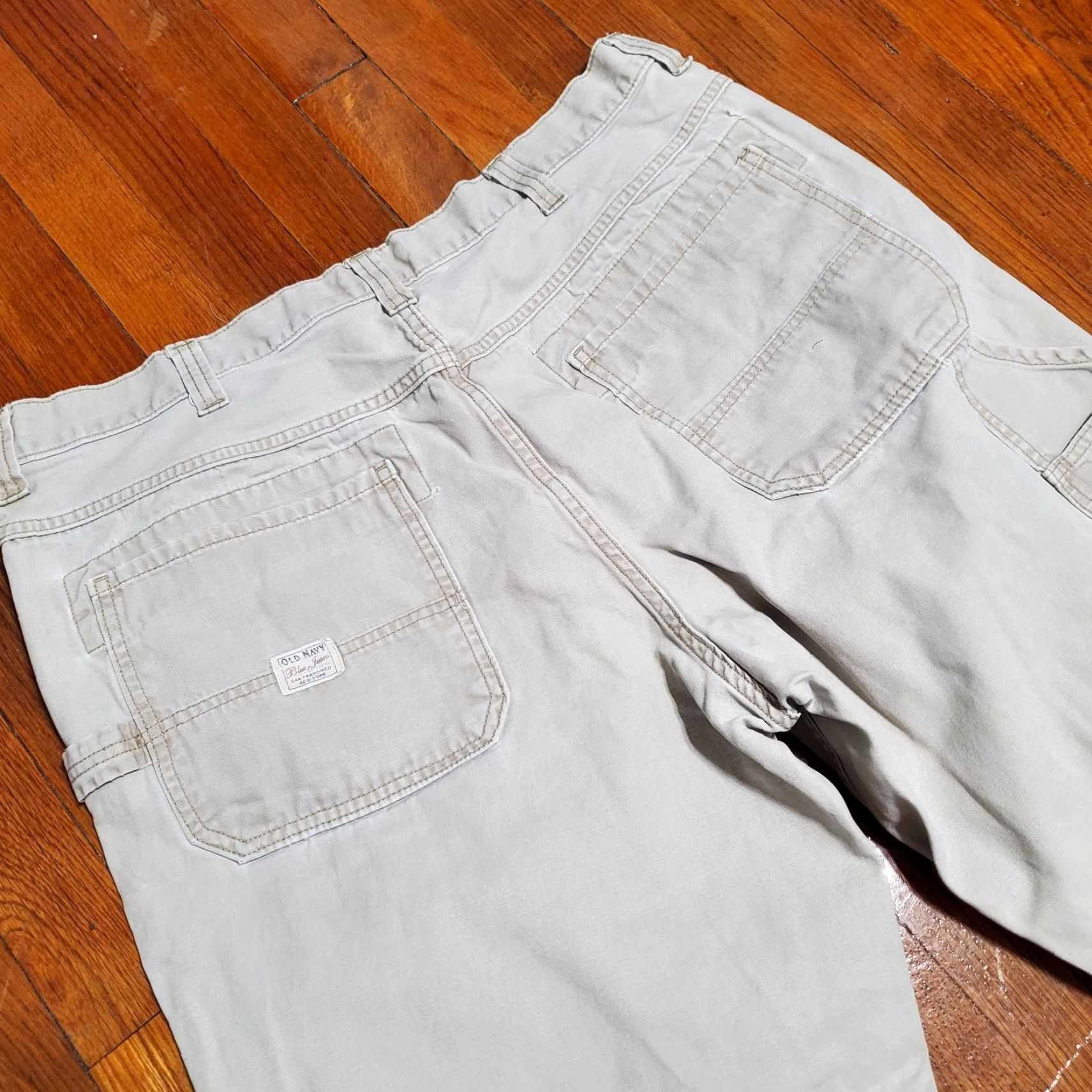 Old Navy VINTAGE Old Navy Pants Mens 40x32 Khaki Carpenter Baggy Carpent er Y2K 90s Punk Grunge Retro Logo Wide-Leg Relaxed Canvas Cotton Beige Size US 40 / EU 56 - 3 Thumbnail