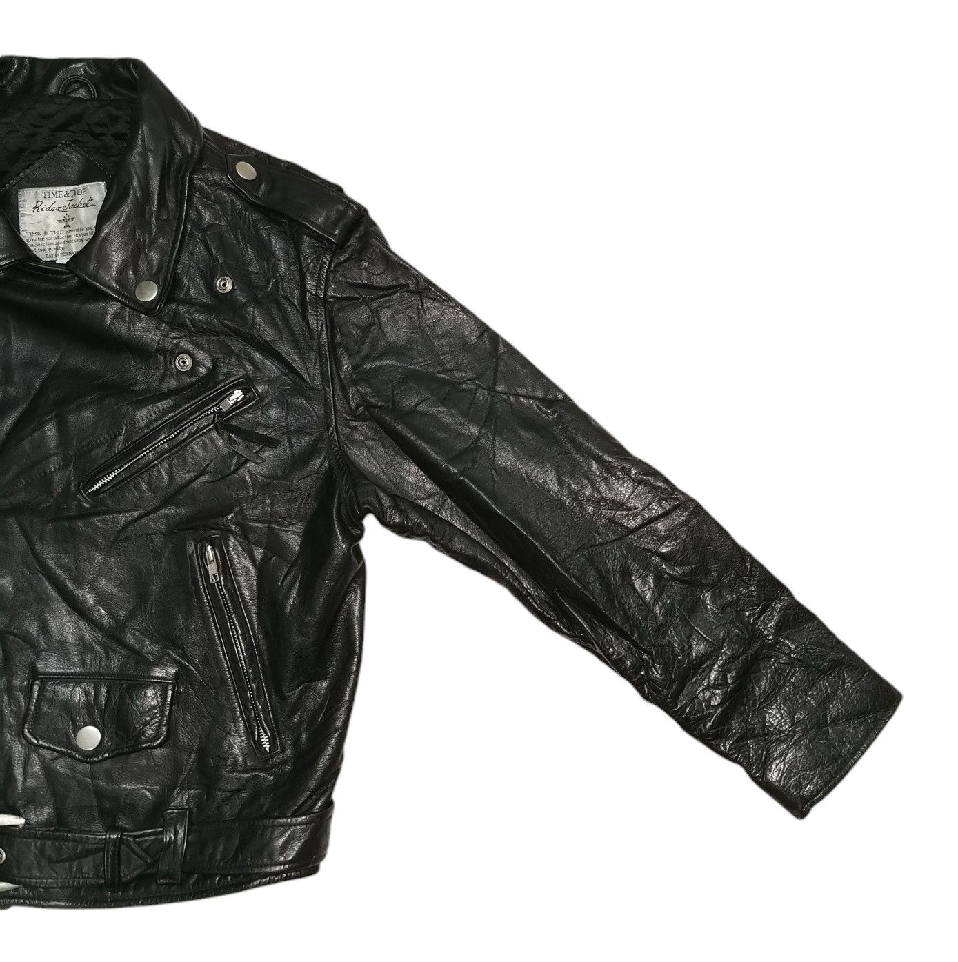 Japanese Brand Time & Tide Double Collar Leather Rider Jacket Size US M / EU 48-50 / 2 - 4 Thumbnail