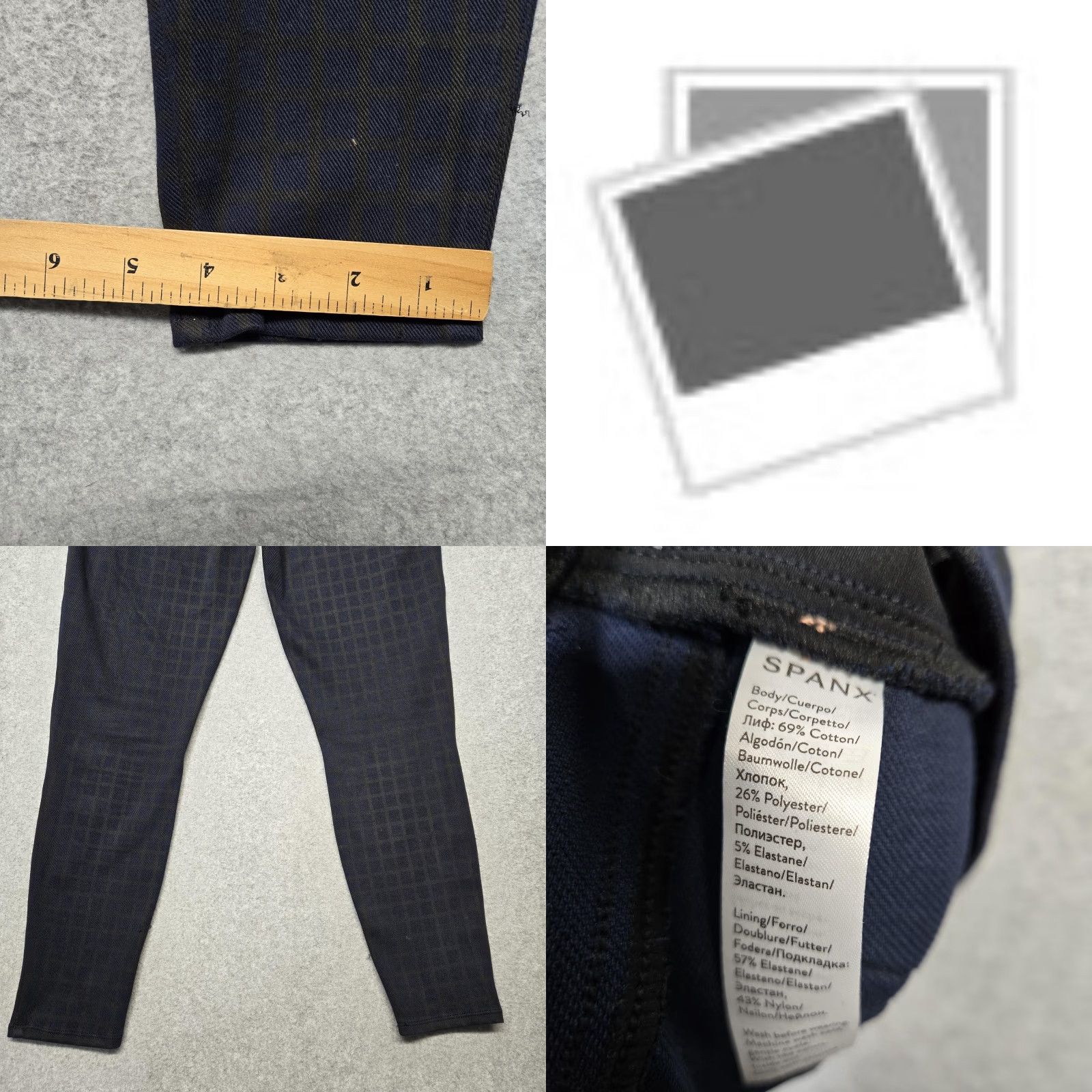 Spanx SPANX Leggings Womens L Blue Check High Rise Jegging Pockets Stretch Ankle Size 36" / US 14 / IT 50 - 8 Thumbnail