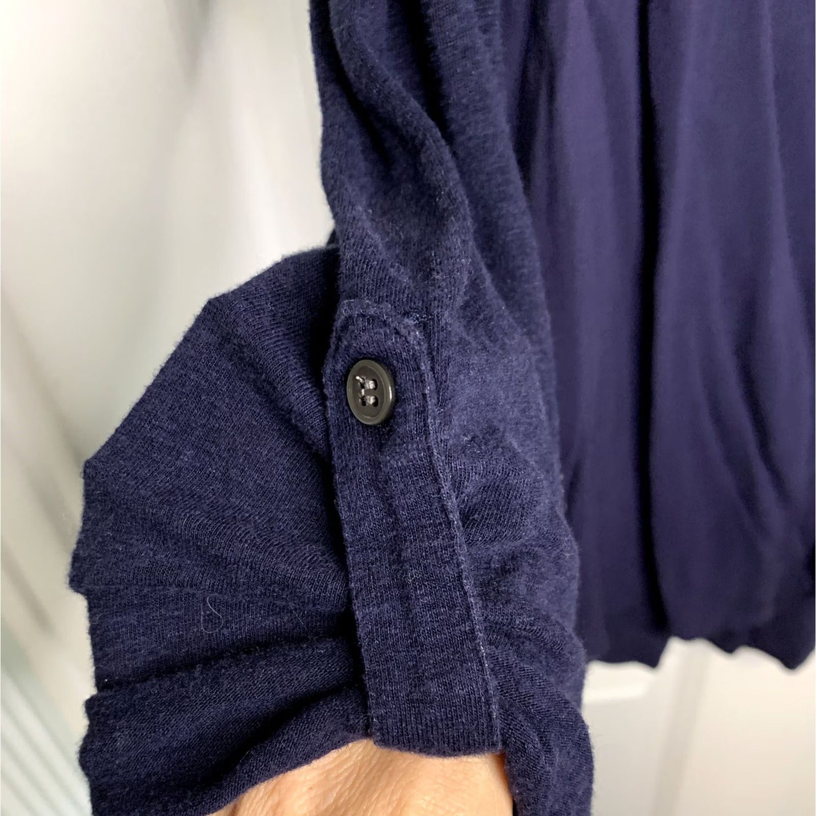 Joie Joie Soft Button Up Pullover V-Neck Navy Womens SZ S - 3/4 Sleeve, Roll Tab Sleeve, Blue, V-Neck, Pullover, Womens, Small Hole See Photos #120 Size S / US 4 / IT 40 - 4 Thumbnail
