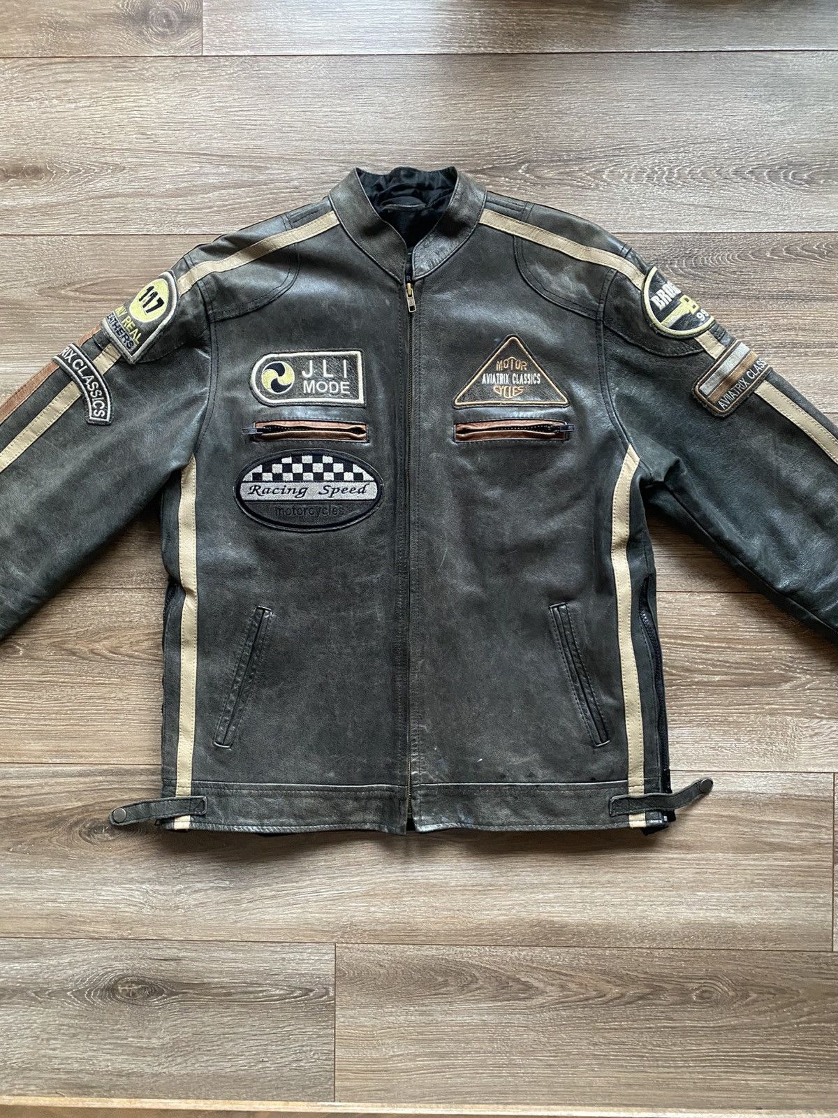 Leather × Vintage Vintage Aviatrix Leather Motorcycle Racing Jacket Size US L / EU 52-54 / 3 - 1 Thumbnail