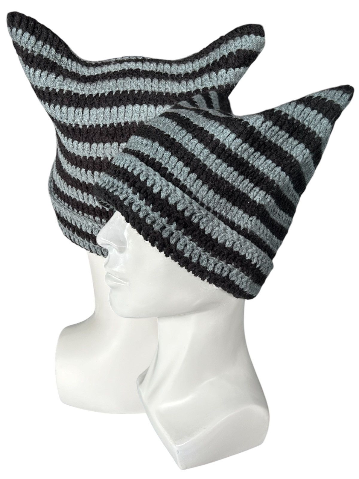 Japanese Brand × Kapital × Vintage Horn Devil Crochet Knitted Handmade Beanie Hats Rare☠️☠️ Size ONE SIZE - 1 Thumbnail