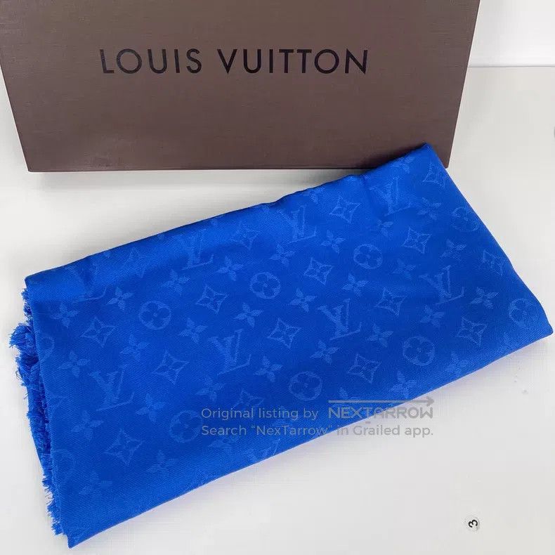 Louis Vuitton Louis Vuitton Dark blue full print presbyopia logo satin t Size ONE SIZE - 5 Thumbnail
