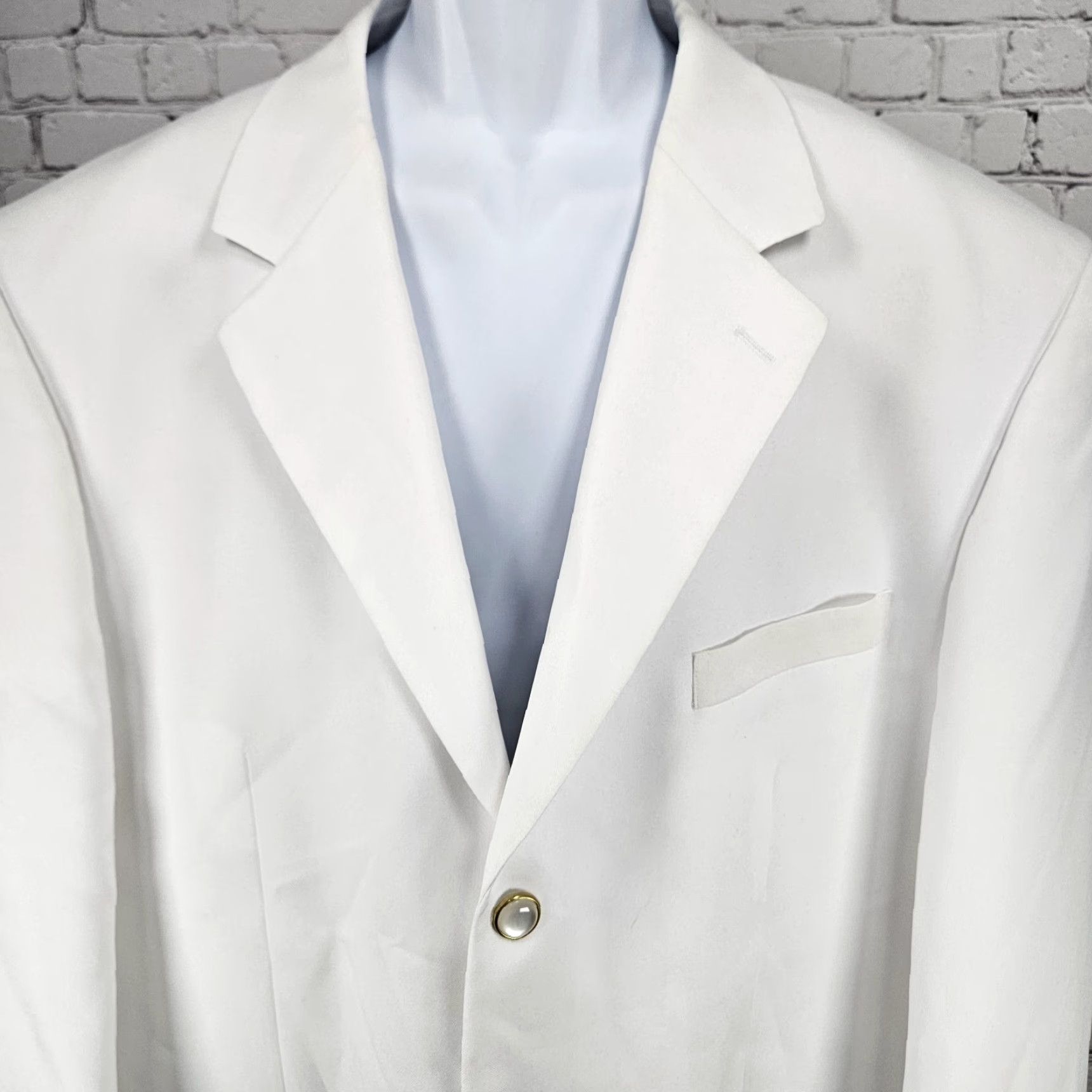 Vintage Lucci Collezione Ivory White 3 Gold Button Ventless Notch Blazer Sport Coat 50L Size 50R - 7 Thumbnail