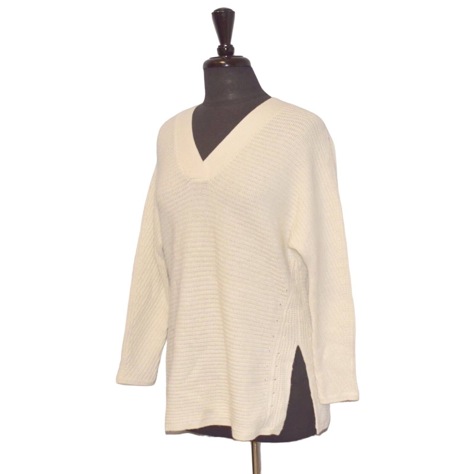 Vince VINCE Cream Wool Cashmere Long Sleeve V Neck Sweater Size XS Size XS / US 0-2 / IT 36-38 - 2 Thumbnail