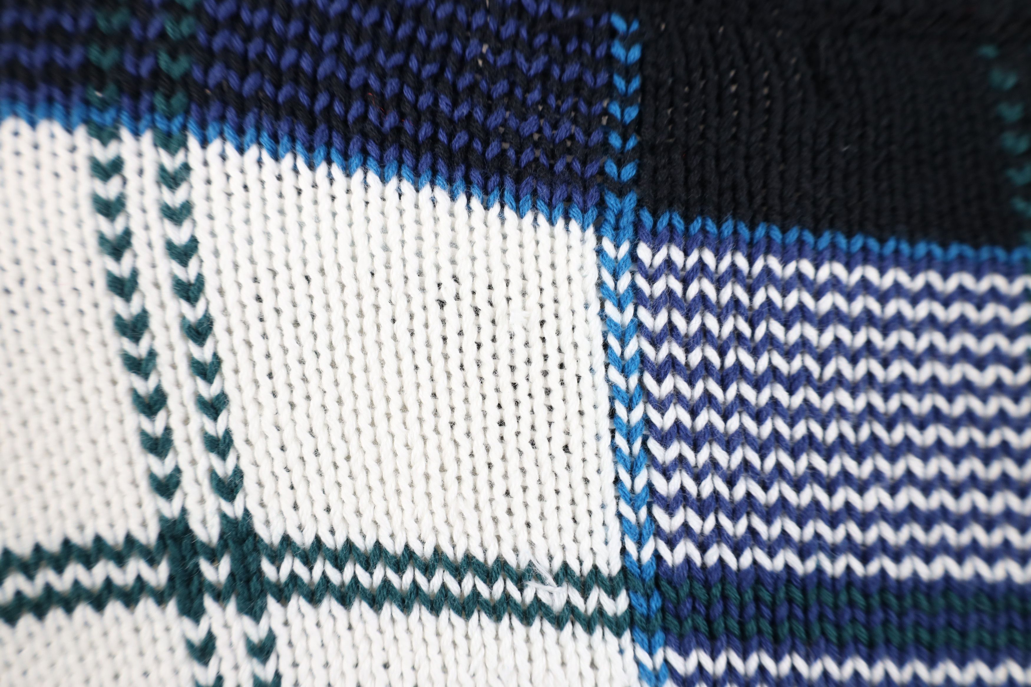 Vintage Vintage 90s Streetwear Heavy Cotton Knit Sweater Plaid Size US XL / EU 56 / 4 - 10 Thumbnail