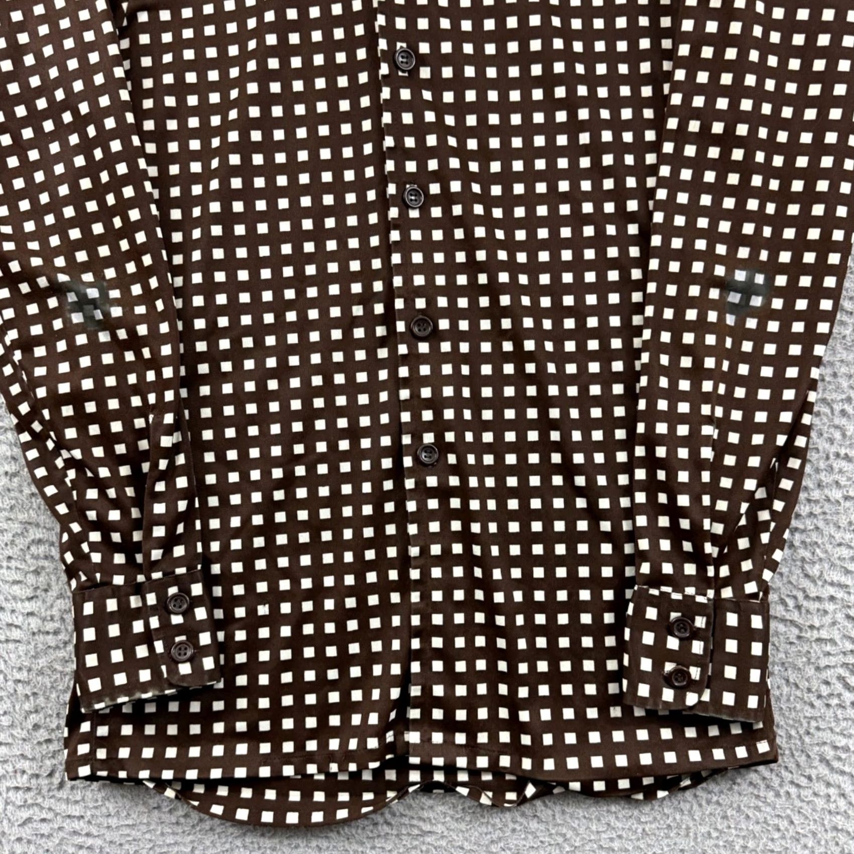 DANCER VINTAGE Disco Spirit of California 70s Button-Up Shirt Mens M Brown Long Sleeve Geometric Abstract Dance Casual Party/Cocktail Travel Size US M / EU 48-50 / 2 - 2 Thumbnail