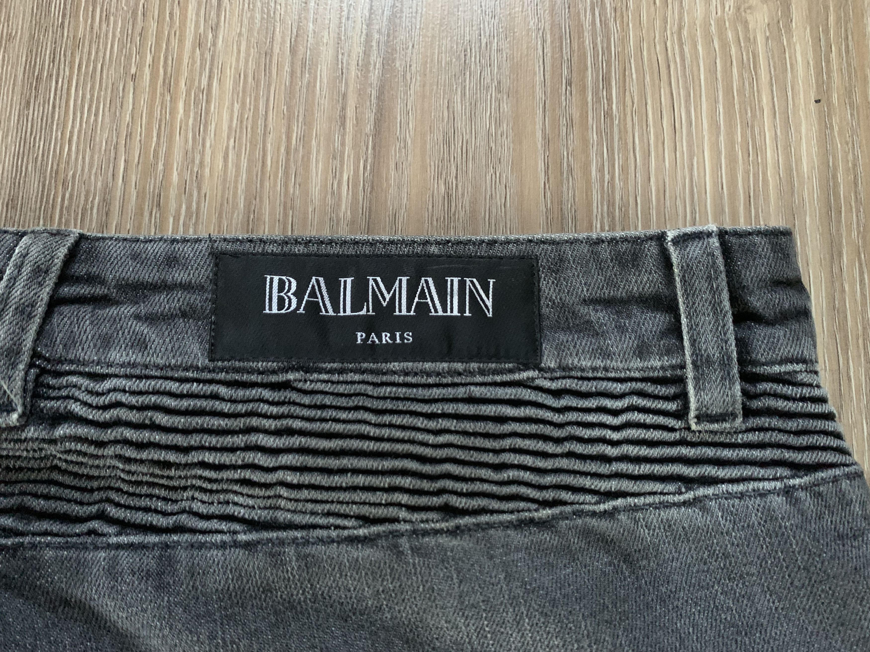 Balmain × Pierre Balmain Balmain Dark Grey Ribbed Biker Jeans Size US 32 / EU 48 - 8 Thumbnail