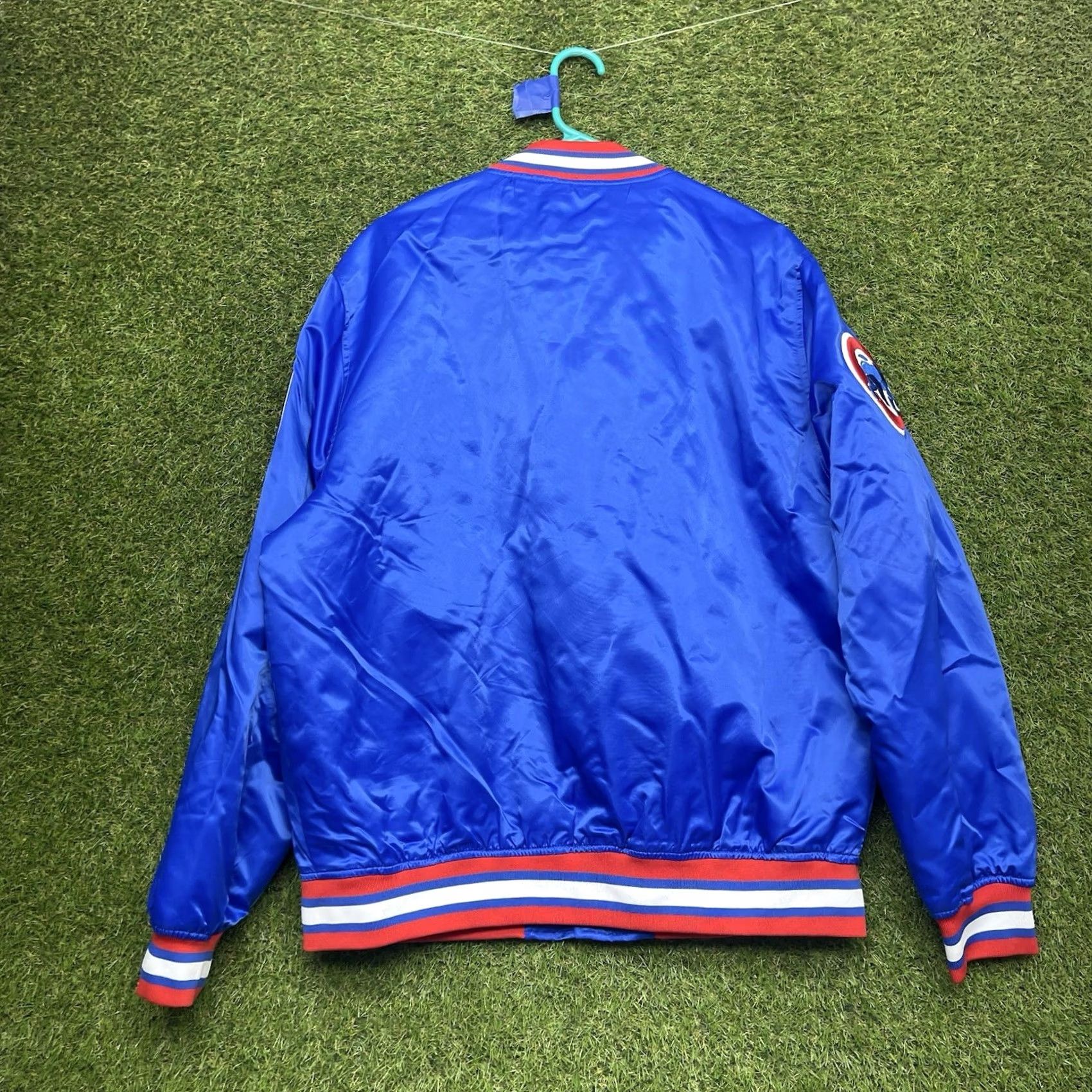 Pro Standard Chicago Cubs Satin Jacket Mens 2XL Pro Standard Blue Snap Up Spellout Varsity Bomber Jacket Blue Cubs Mens 2XL Satin Jacket Pro Standard Vintage No Size US XXL / EU 58 / 5 - 7 Thumbnail