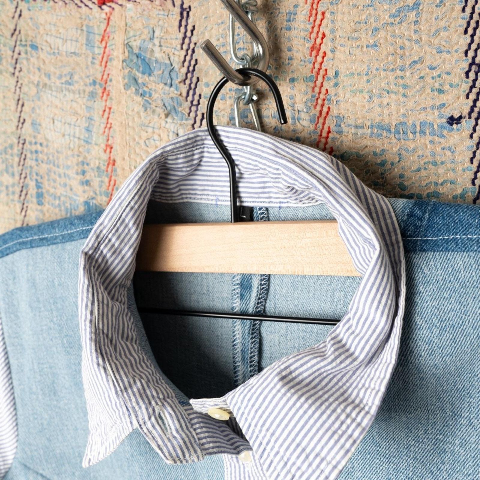Other Custom reworked denim patchwork shirt / Hybrid Polo Top Size L / US 10 / IT 46 - 6 Thumbnail