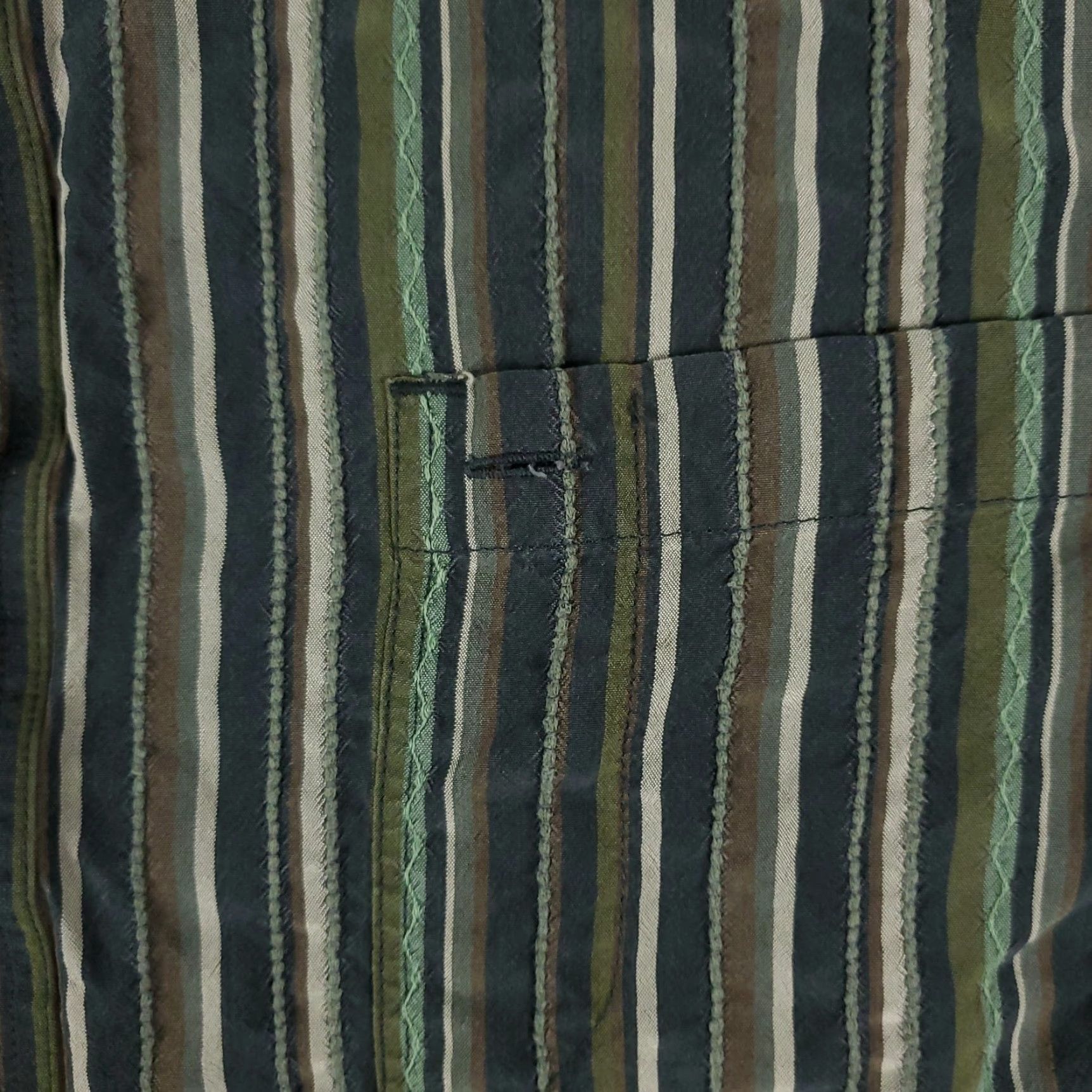 Tommy Bahama Tommy Bahama Silk Button-Up Shirt Men's Large Green Striped Long Sleeve Size US L / EU 52-54 / 3 - 3 Thumbnail
