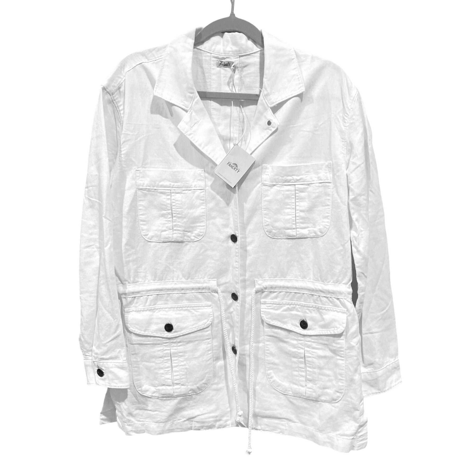 Faherty NWT Faherty $248 Women's Small Larkspur Jacket White Linen B Size S / US 4 / IT 40 - 2 Thumbnail