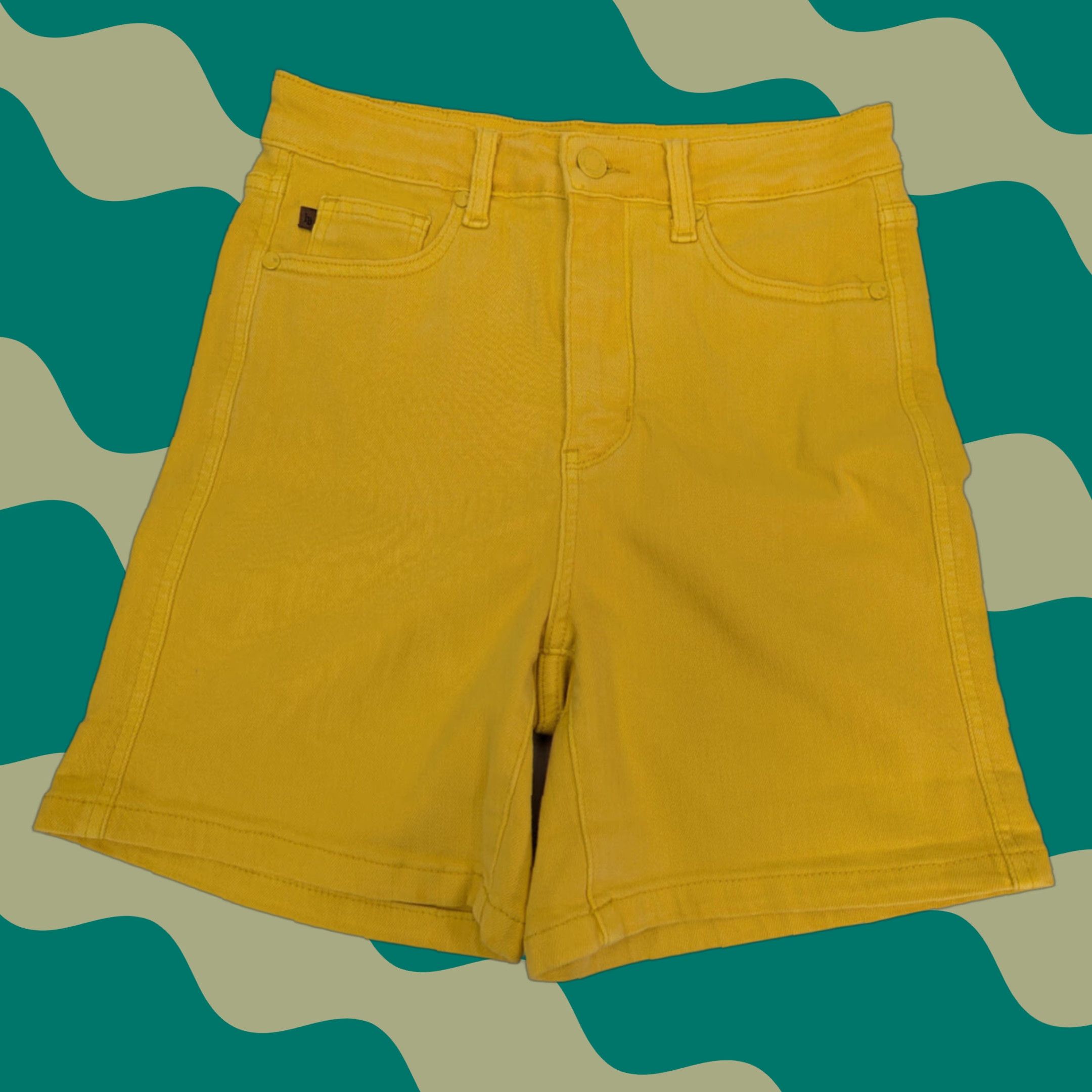 Vintage Judy Blue Denim Shorts Womens Medium Yellow Stretch High Rise Garment Dyed Size 32" / US 10 / IT 46 - 1 Thumbnail
