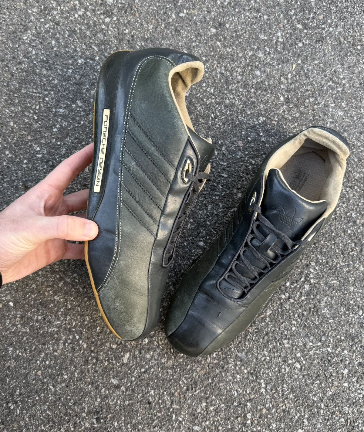 adidas gazelle silver green womens PORSCHE DESIGN x ADIDAS Size 9.5 Black White Leather Lace Up Sneakers