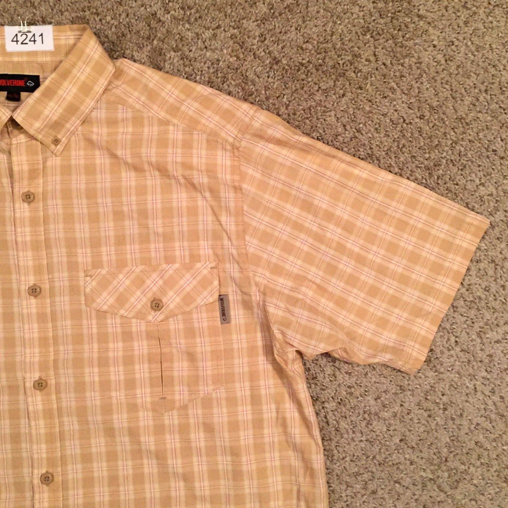 Vintage Wolverine Shirt Mens XL Beige Plaid Short Sleeve Button Up Size US XL / EU 56 / 4 - 4 Thumbnail