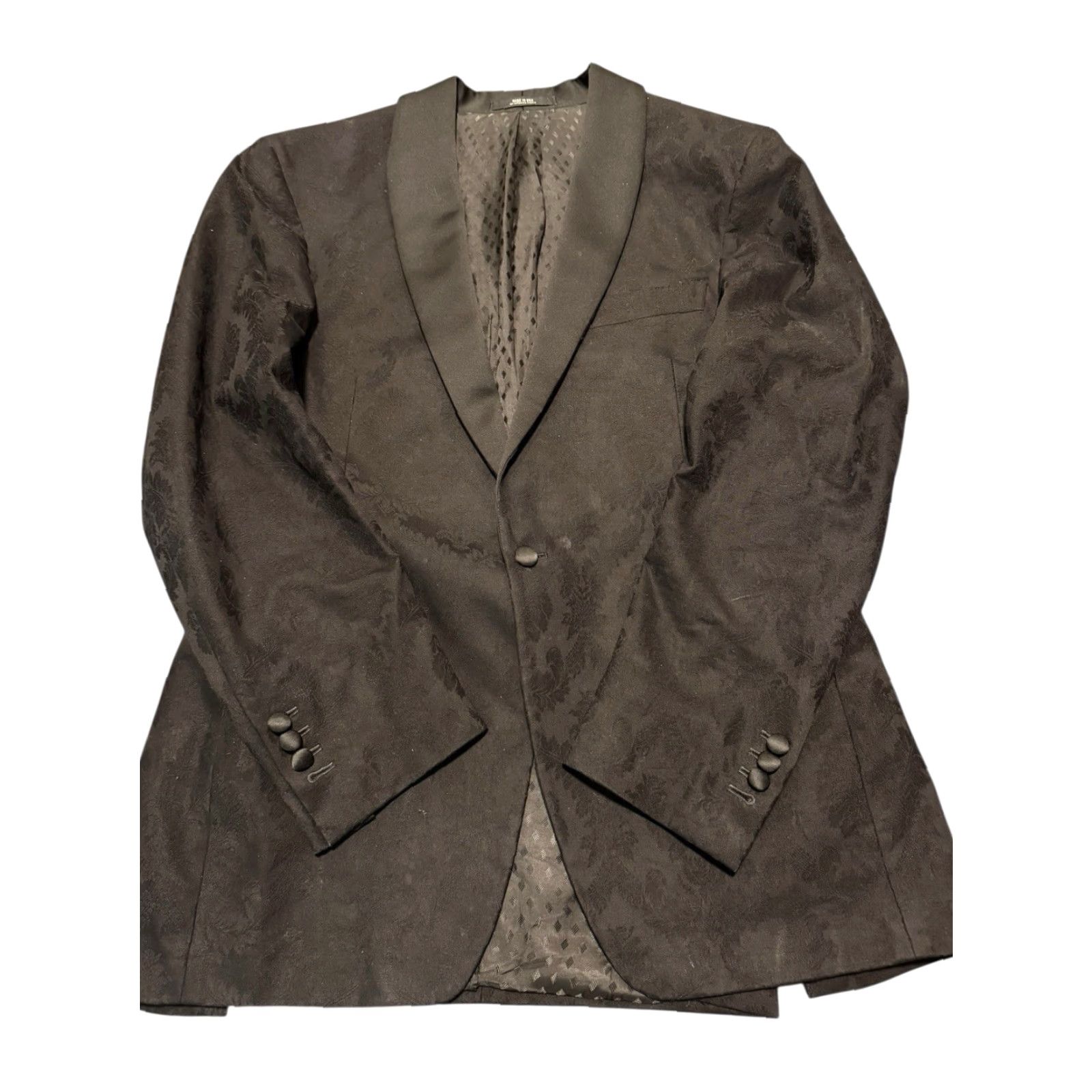 Todd Snyder TODD SNYDER Sutton Fit Black Floral Jacquard Tuxedo Dinner Jacket 44TL US Custom Size 44R - 7 Thumbnail