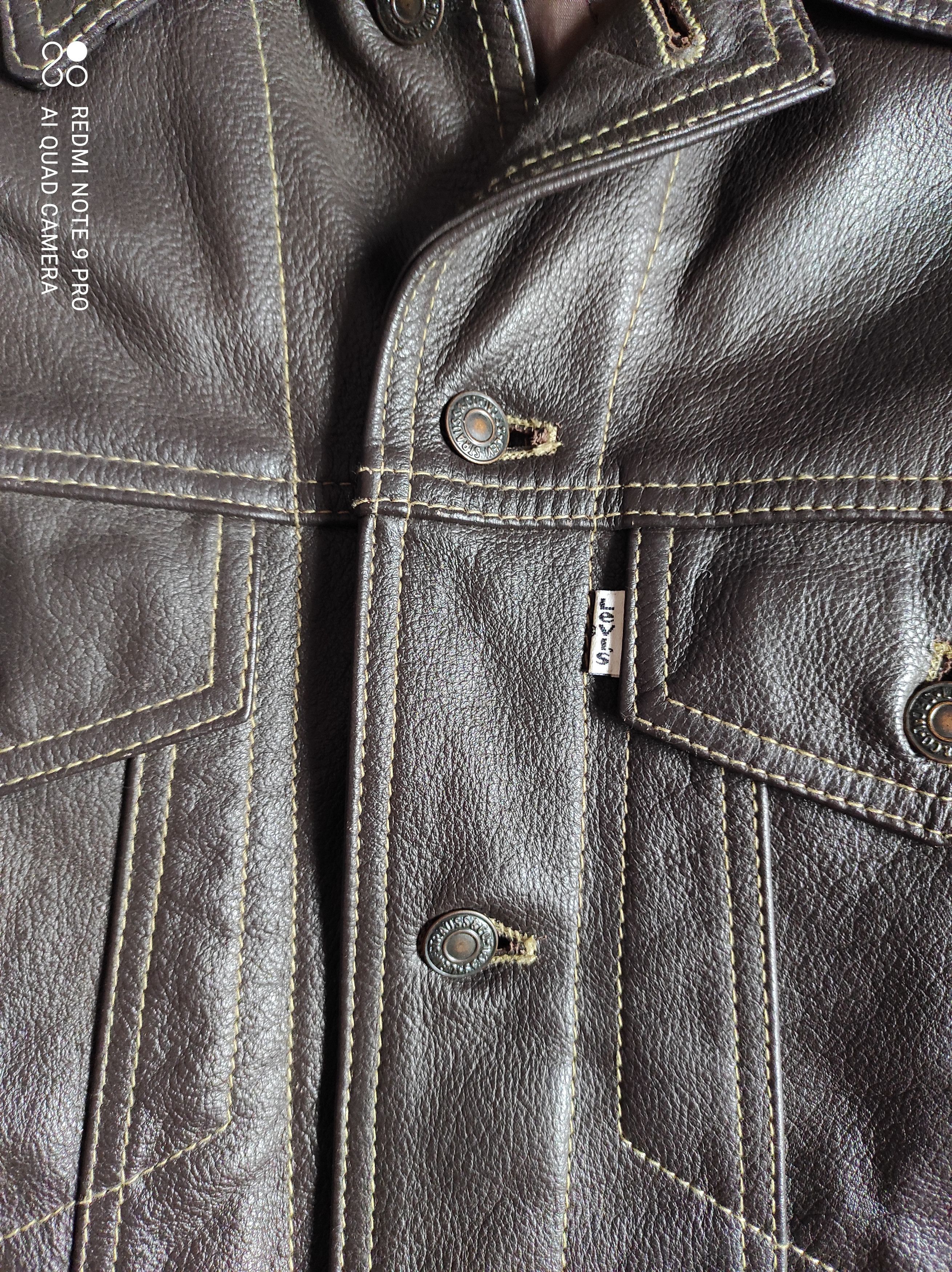 Levi's Vintage 80s Levi’s Leather Brown Trucker Jacket White Tab Size US M / EU 48-50 / 2 - 3 Thumbnail