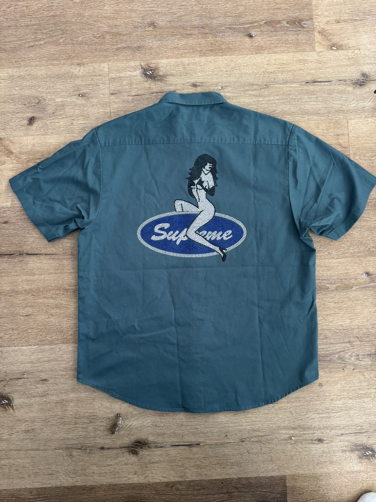 トップス Supreme Rhinestone Pin Up S/S Work Shirt Spring/Summer 2025 Preview – Supreme