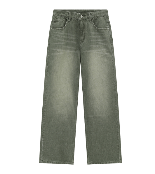 Japanese Brand × Jean Men's Loose Washed Mid-Length Green Jeans Size US 32 / EU 48 - 5 Thumbnail