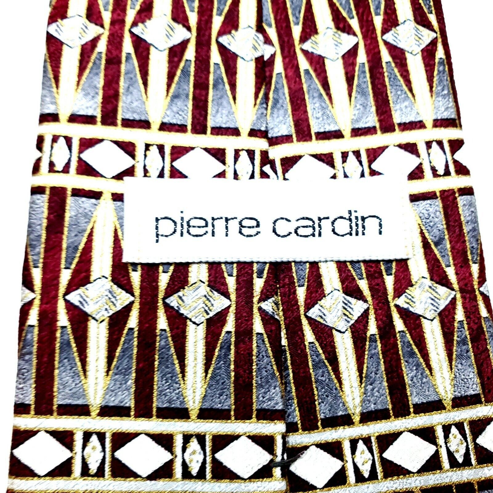 Pierre Cardin Pierre Cardin Silk Tie Gray Red Geometric Abstract Print Wid Size ONE SIZE - 3 Thumbnail