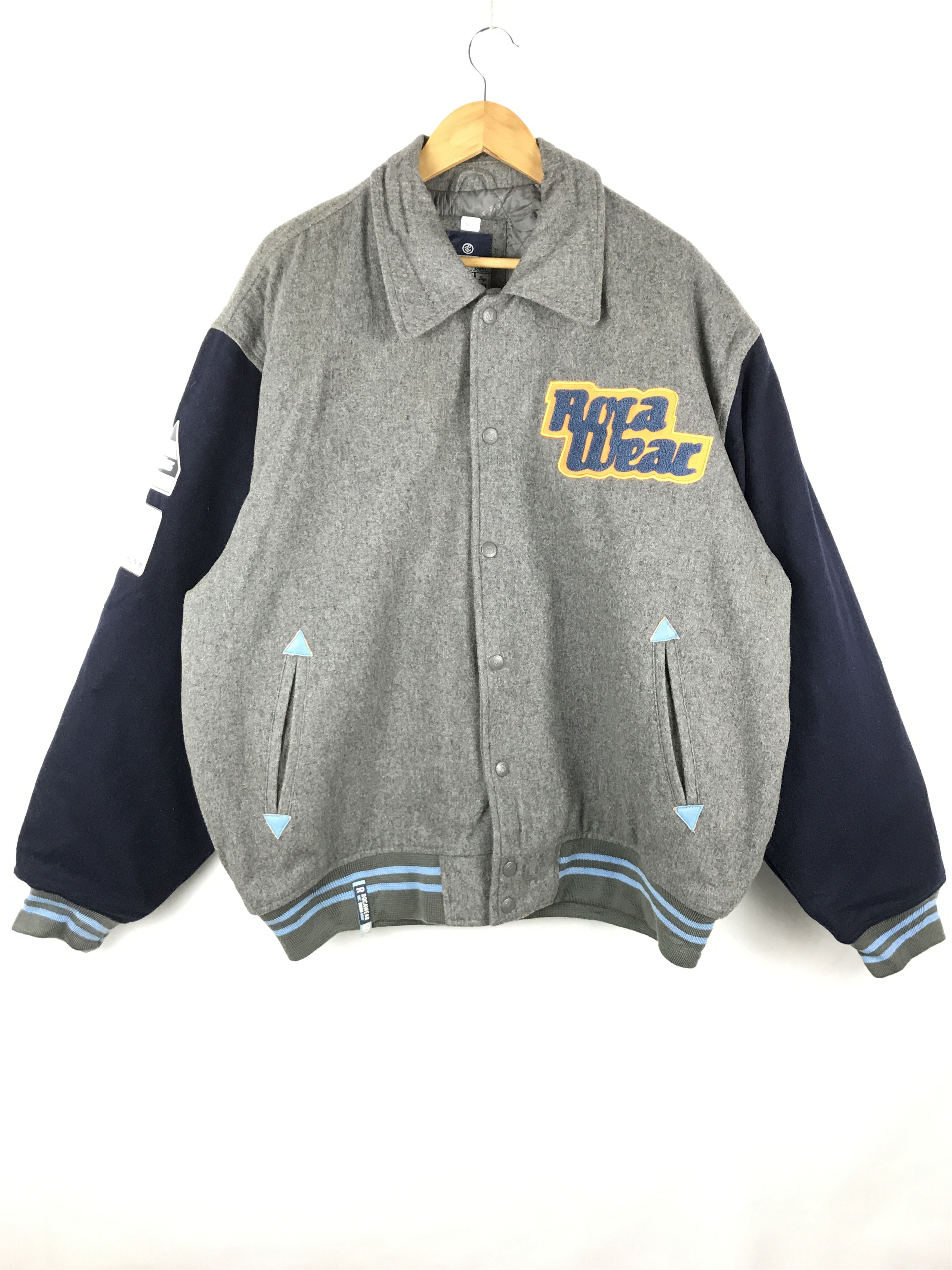 image of Vintage Rocawear Varsity Jacket in Grey, Men's (Size XL)