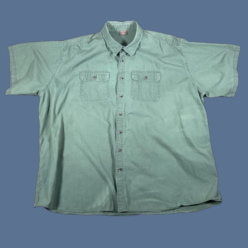 Greats Great Northwest Shirt 4XLT Mens Short Sleeve Button-Up Pockets Green Cotton Casual Travel Workwear Front Pockets Size US XXL / EU 58 / 5 - 1 Thumbnail
