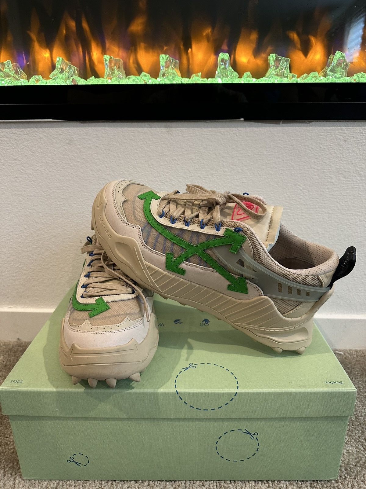 Off-White ODSY 1000 beige green Size US 12 / EU 45 - 1 Thumbnail