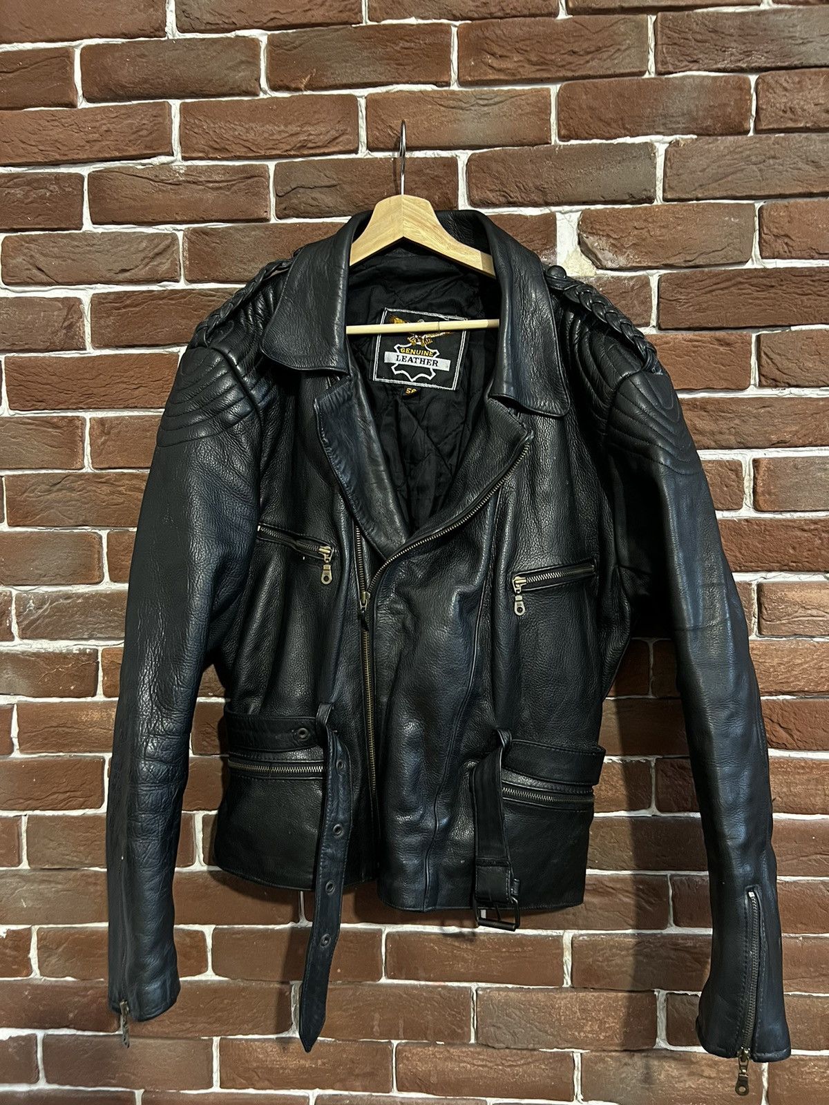 Genuine Leather Rare 90s Biker Real Genuine Leather Metal Jacket Rock Size US XXL / EU 58 / 5 - 1 Thumbnail