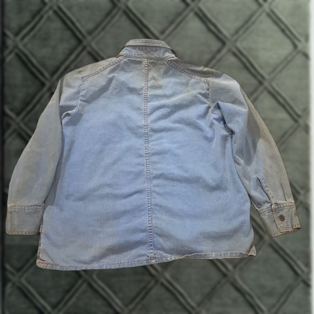 Denime VINTAGE The Flick 60s Denim Half Button Popover Blouse Shirt Women L Blue 60s Theme Size L / US 10 / IT 46 - 1 Thumbnail