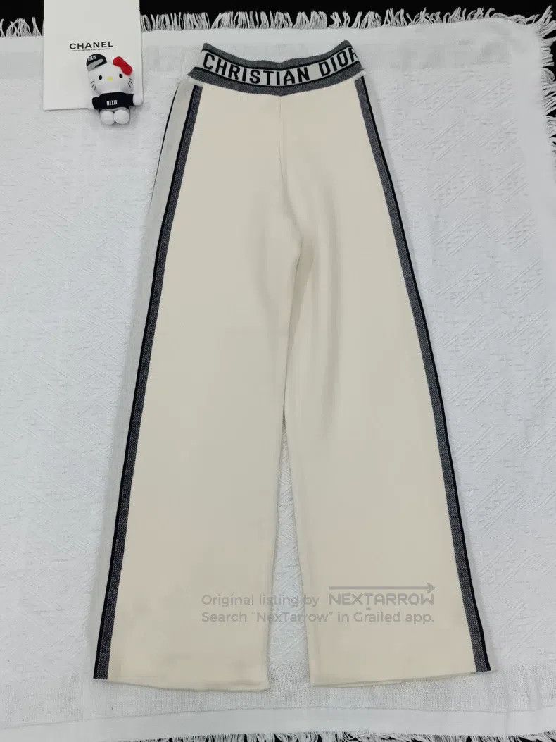 Dior Dior Beige striped logo jacquared wool trousers Size 24" / US 00 / IT 34 - 1 Thumbnail