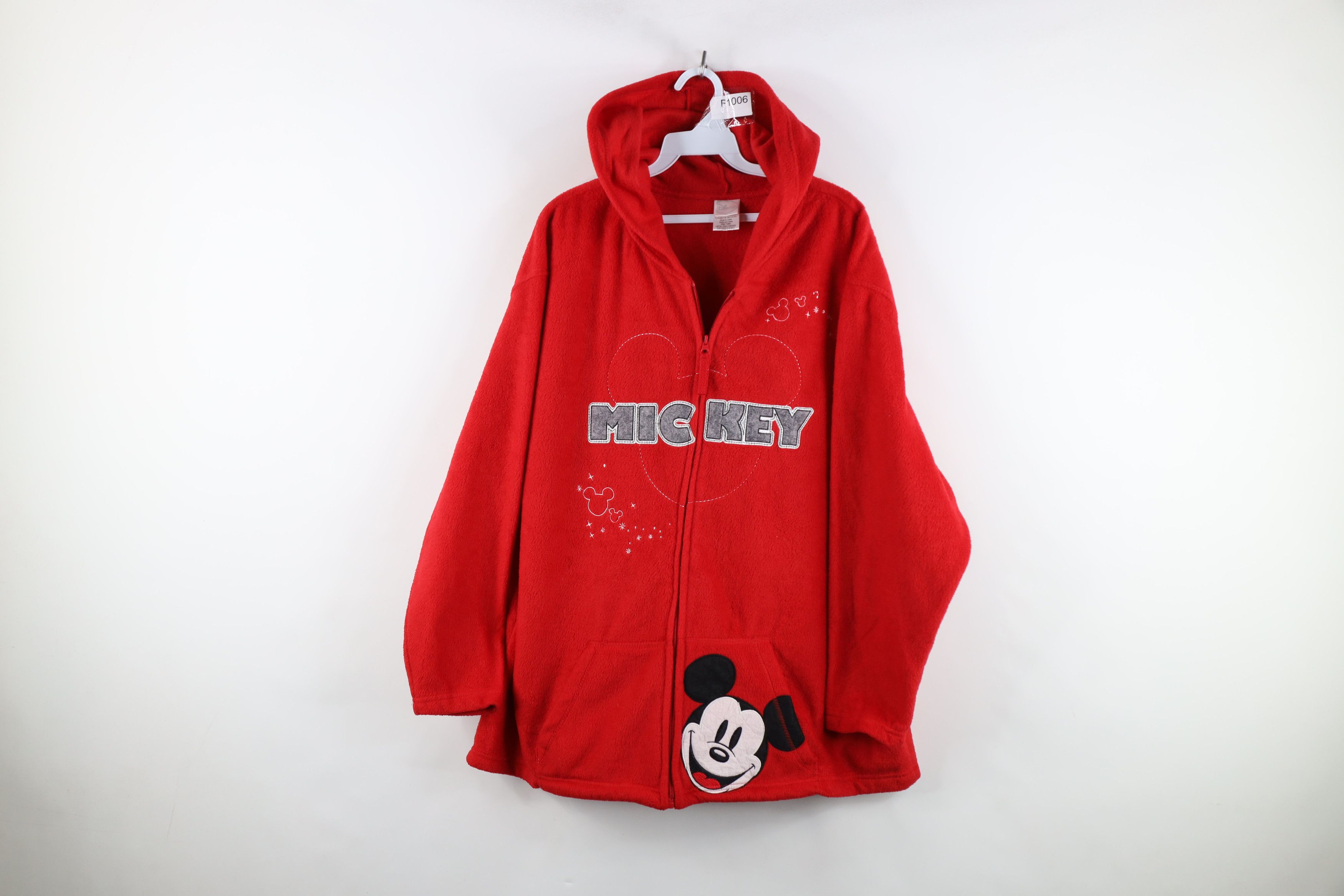 Disney Vintage Y2K Disney Mickey Mouse Full Zip Fleece Hoodie Red Size 3XL / US 20-22 - 1 Thumbnail