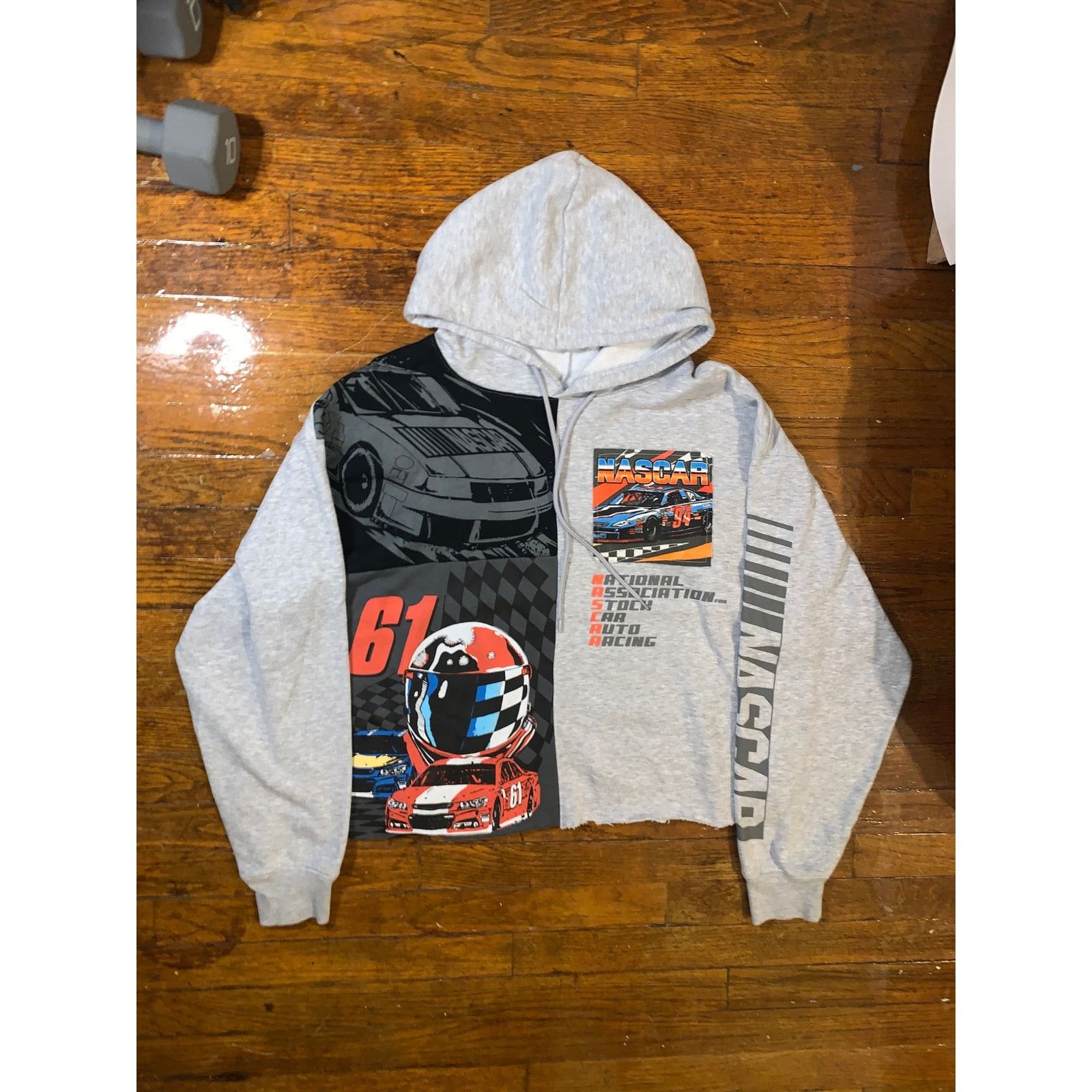 NASCAR NASCAR Cropped Racing Hoodie Gray Spliced Graphic Boxy Fit Size US M / EU 48-50 / 2 - 1 Thumbnail