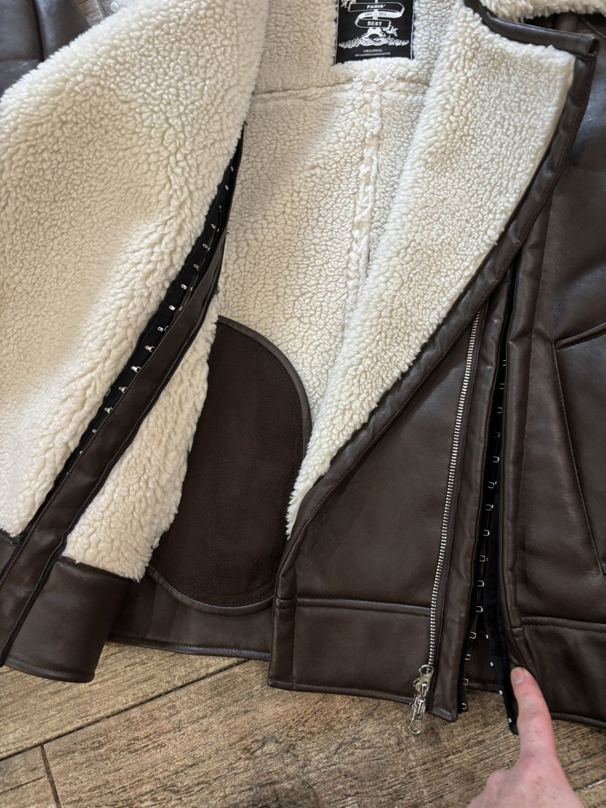 Y/Project Oversized Brown Faux Leather Shearling Lined Jacket Size US S / EU 44-46 / 1 - 4 Thumbnail