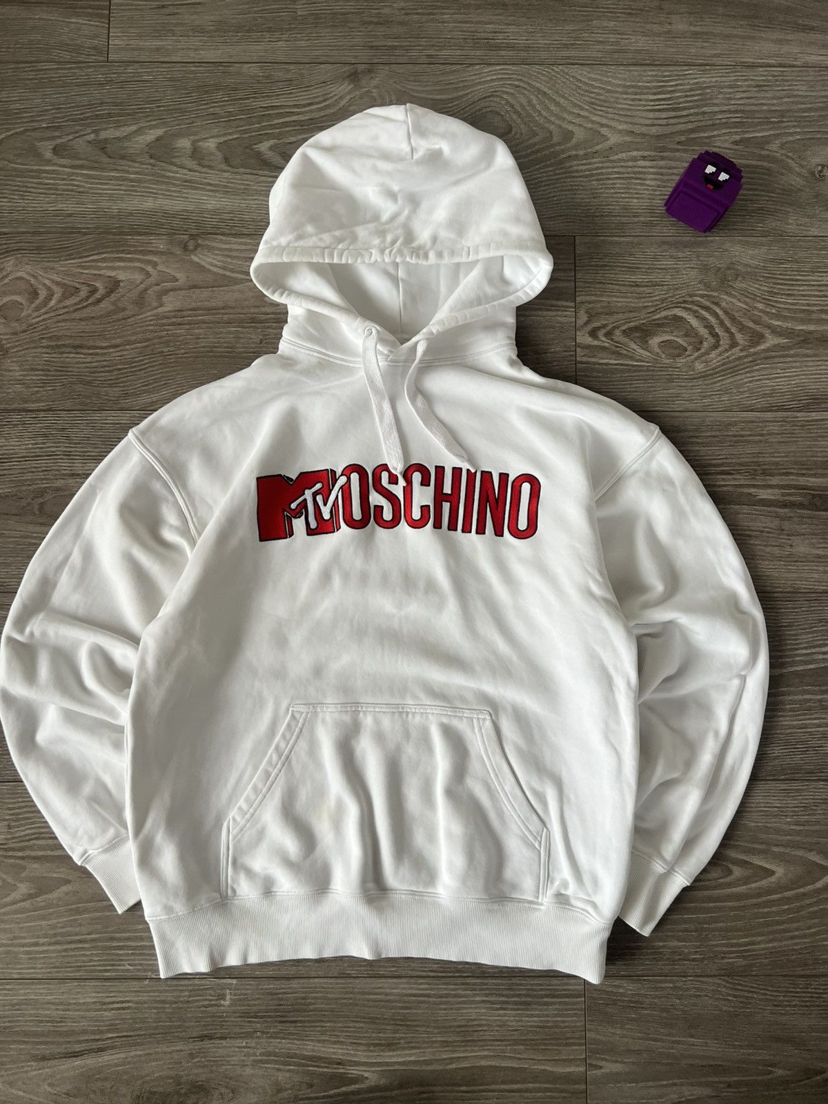 Moschino ‼️Moschino x H&M x Mtv Big Knit Logo White Hoodie‼️ Size US S / EU 44-46 / 1 - 13 Thumbnail