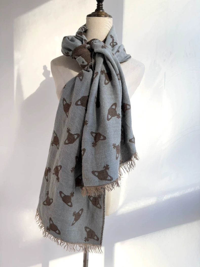 Vivienne Westwood Vivienne Westwood Blue and gray double-sided Saturn scarf Size ONE SIZE - 4 Thumbnail