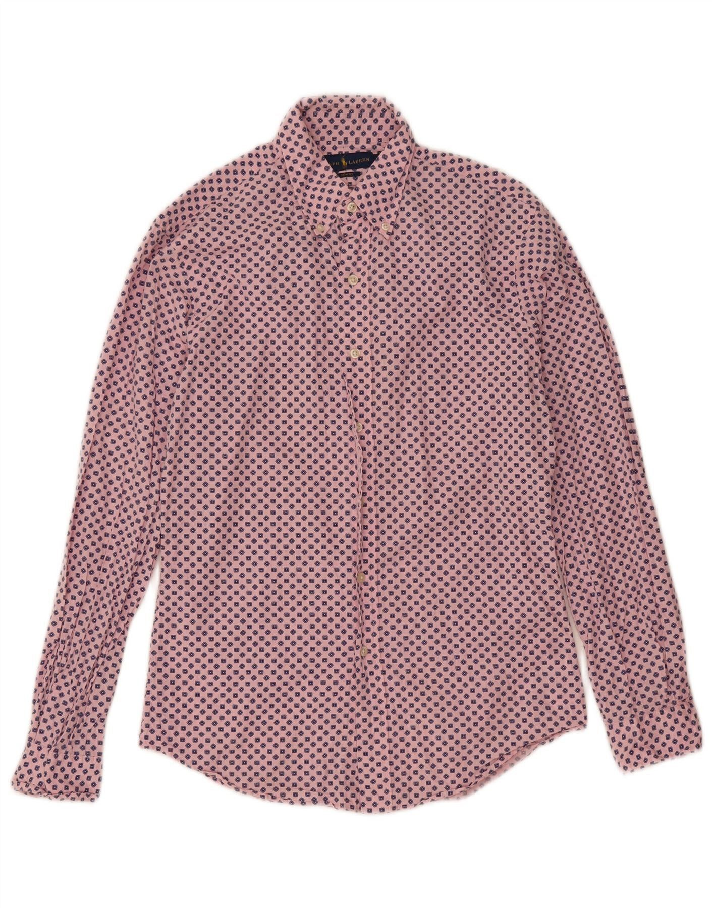 Ralph Lauren Mens Slim Fit Shirt Small Pink Spotted Cotton Size US S / EU 44-46 / 1 - 1 Thumbnail
