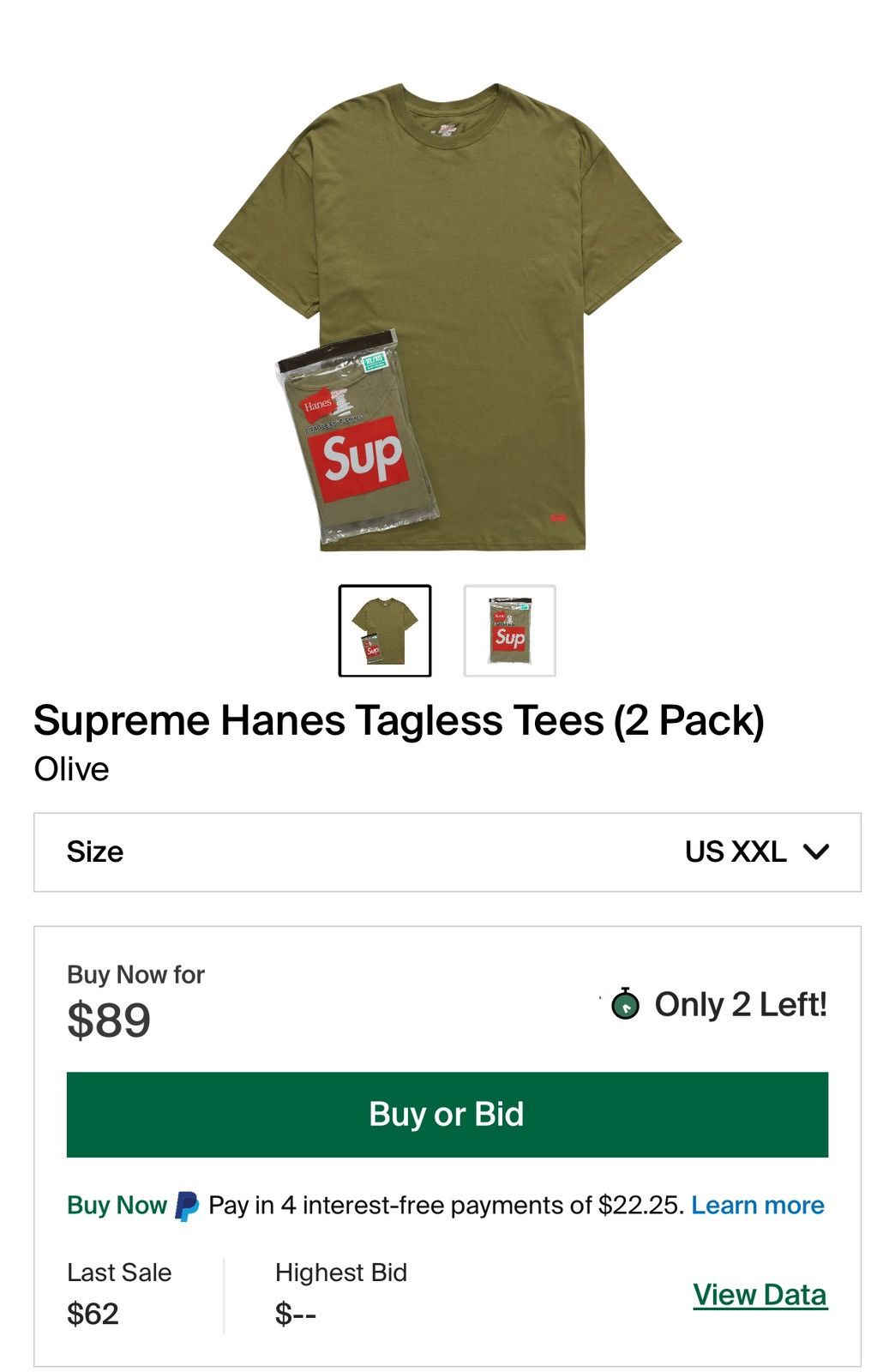 Supreme Supreme Hanes Tagless. Tee (2pack) Size US S / EU 44-46 / 1 - 5 Thumbnail