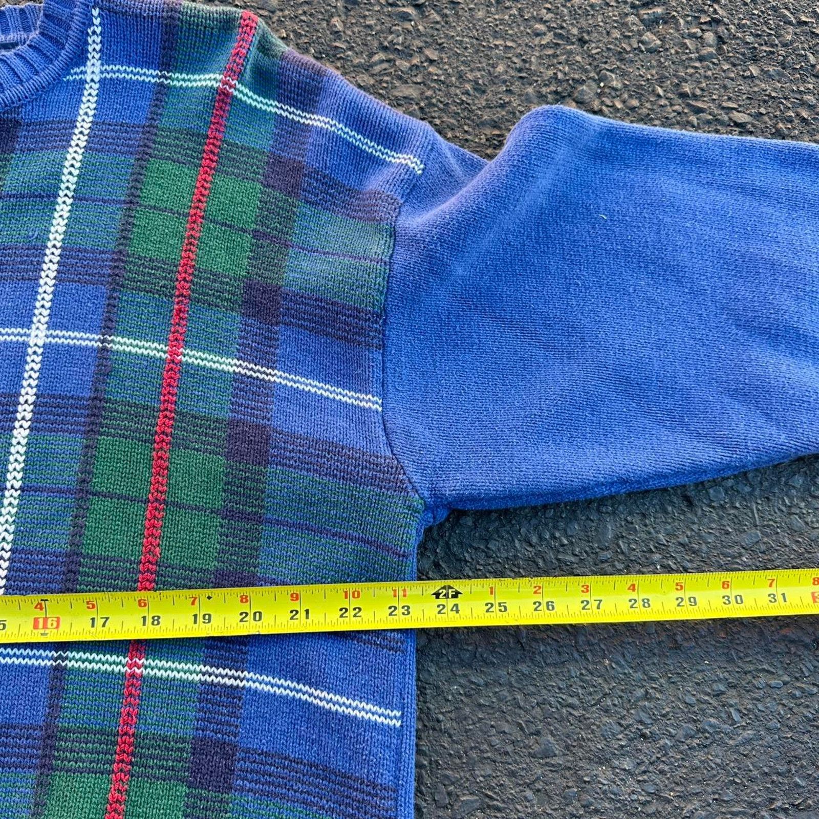 Other × Vintage Vintage 90s Plaid Knit Sweater Size US L / EU 52-54 / 3 - 4 Thumbnail