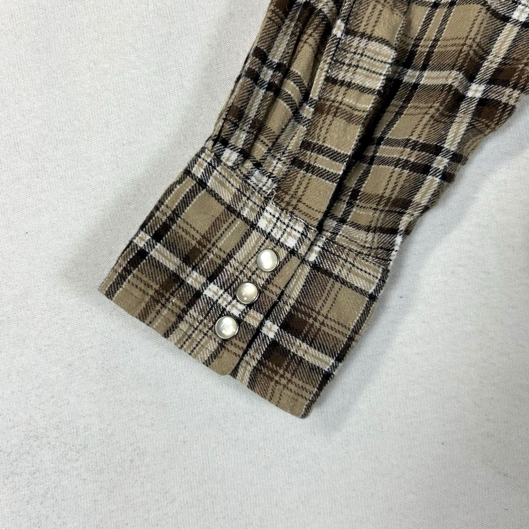 Wrangler VINTAGE Wrangler Wrancher Western Shirt Mens XL Long Sleeve Brown Plaid Pearl Snap Top Size US XL / EU 56 / 4 - 6 Thumbnail