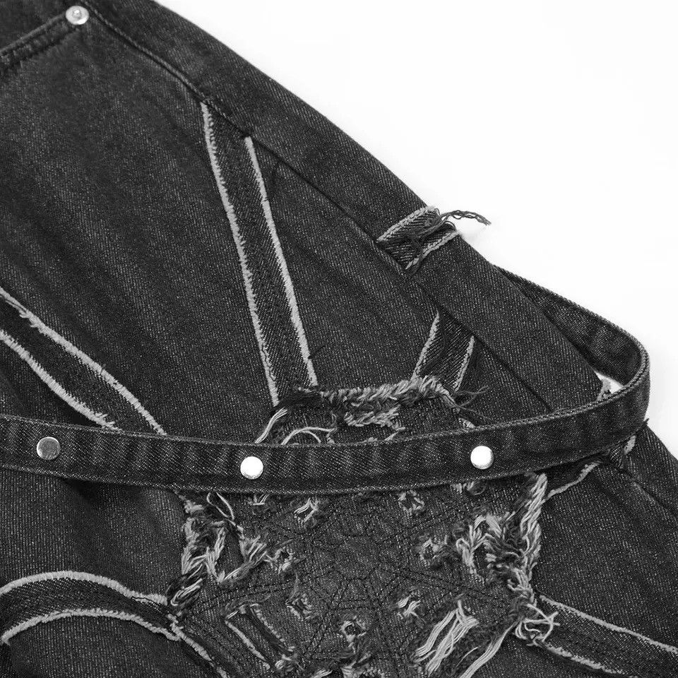 Japanese Brand × Vintage Spider splicing baggy jeans pants hip hop loose straight Size US 32 / EU 48 - 8 Thumbnail