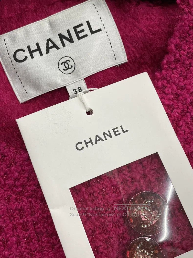 Chanel Chanel Rose-red tweed short coat Size XS / US 0-2 / IT 36-38 - 5 Thumbnail