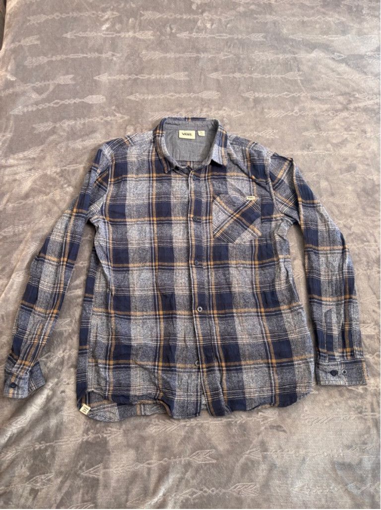 Vans Boy's Vans Flannel Shirt XL Blue Gray Plaid Size US XL / EU 56 / 4 - 1 Thumbnail