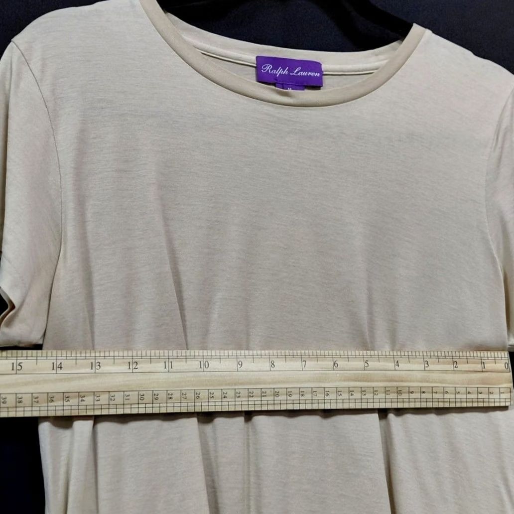 Ralph Lauren Ralph Lauren T-Shirt Women Beige Solid Short Sleeve Crew Neck Size M Size M / US 6-8 / IT 42-44 - 6 Thumbnail